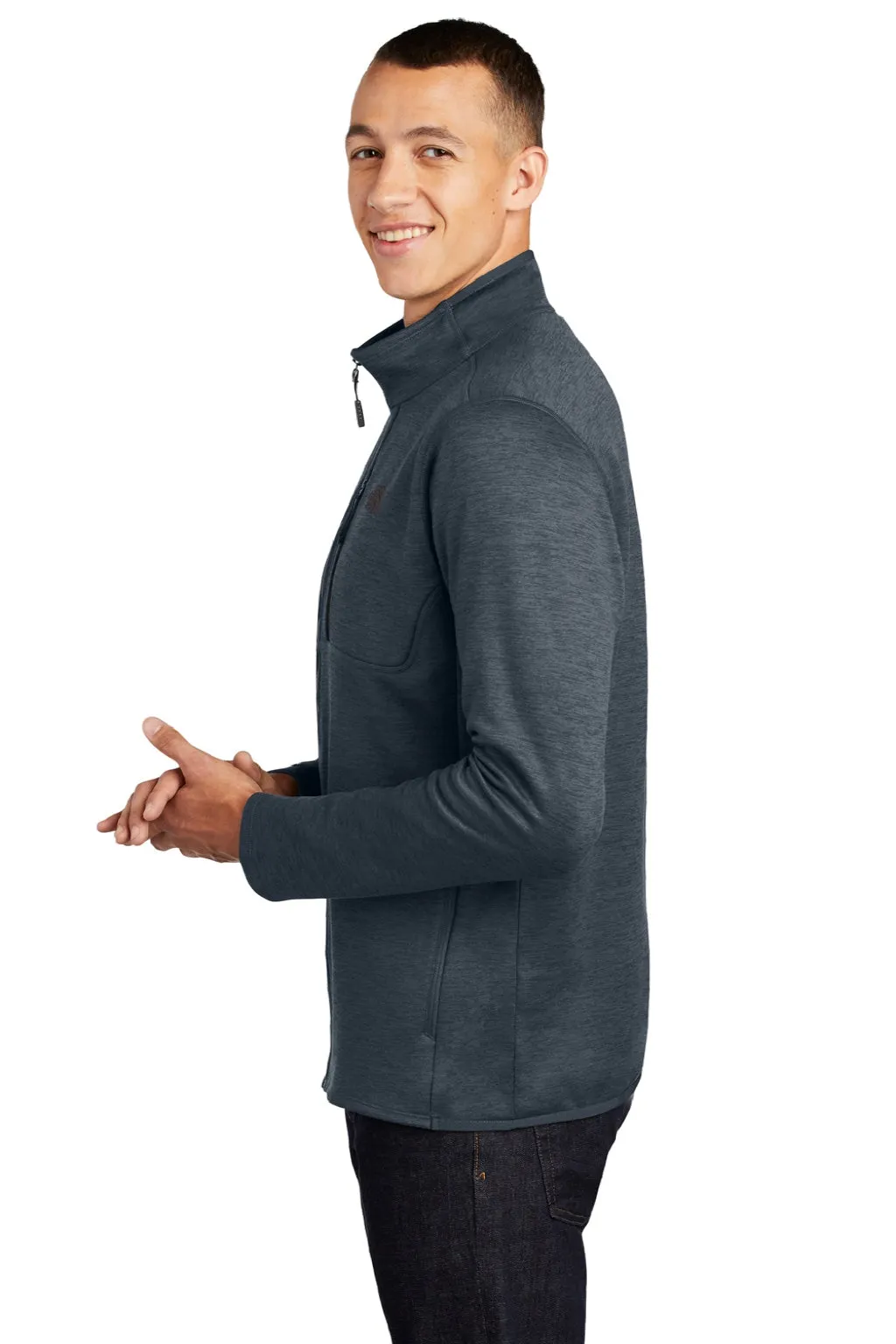 The North Face Mens Skyline Full Zip Fleece Jacket - Heather Urban Navy Blue Clothing The-North-Face