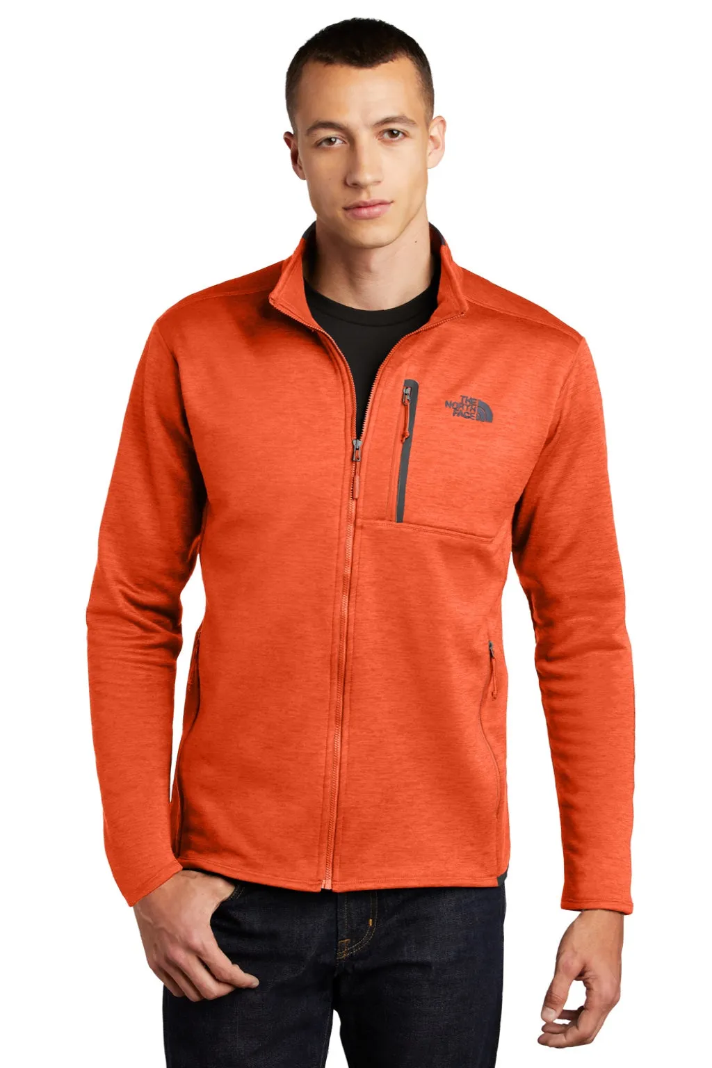 The North Face Mens Skyline Full Zip Fleece Jacket - Heather Zion Orange/Urban Navy Blue Clothing The-North-Face