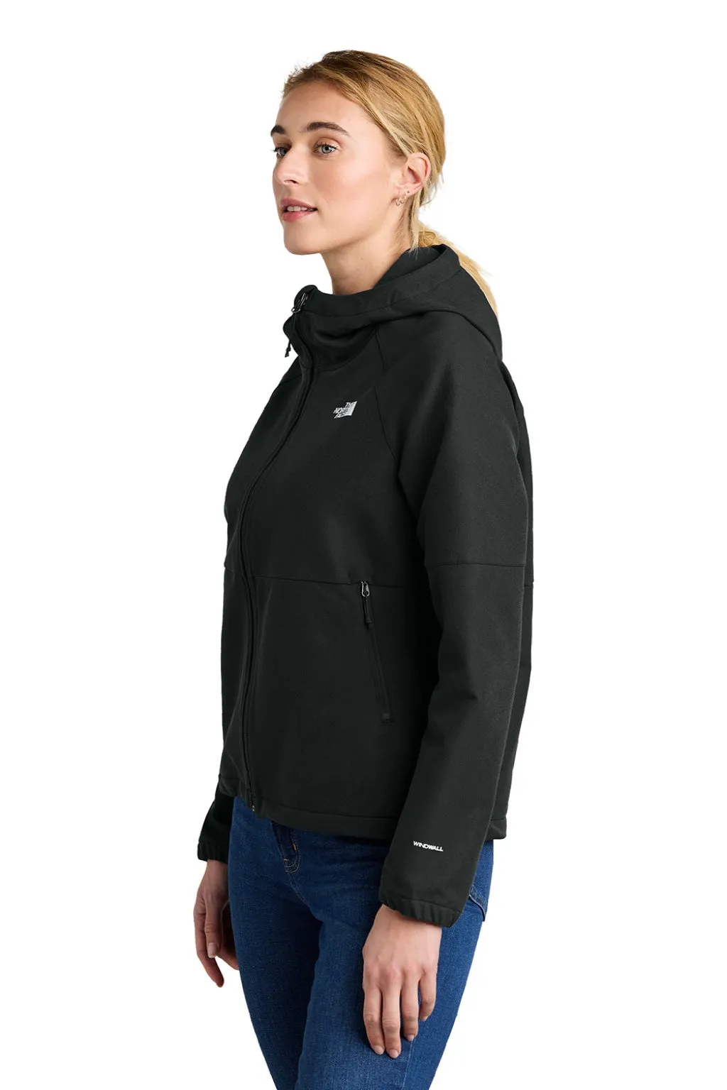The North Face Womens Barr Lake Water Resistant Soft Shell Full Zip Hooded Jacket - Heather Black Clothing The-North-Face