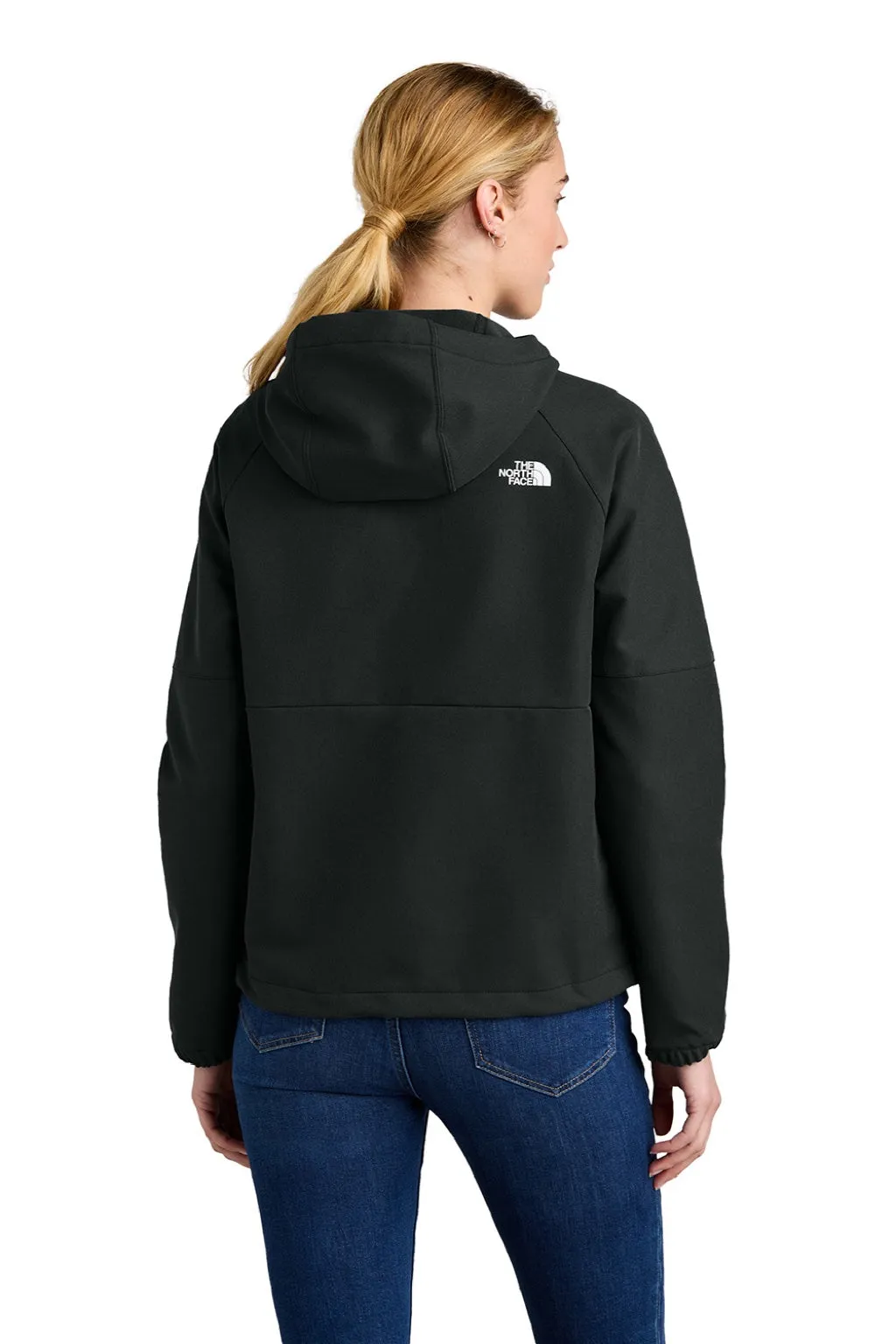 The North Face Womens Barr Lake Water Resistant Soft Shell Full Zip Hooded Jacket - Heather Black Clothing The-North-Face