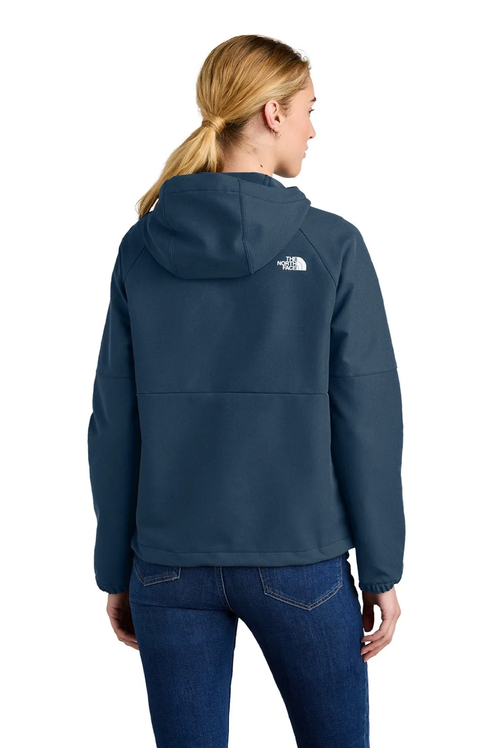 The North Face Womens Barr Lake Water Resistant Soft Shell Full Zip Hooded Jacket - Heather Dark Shady Blue Clothing The-North-Face