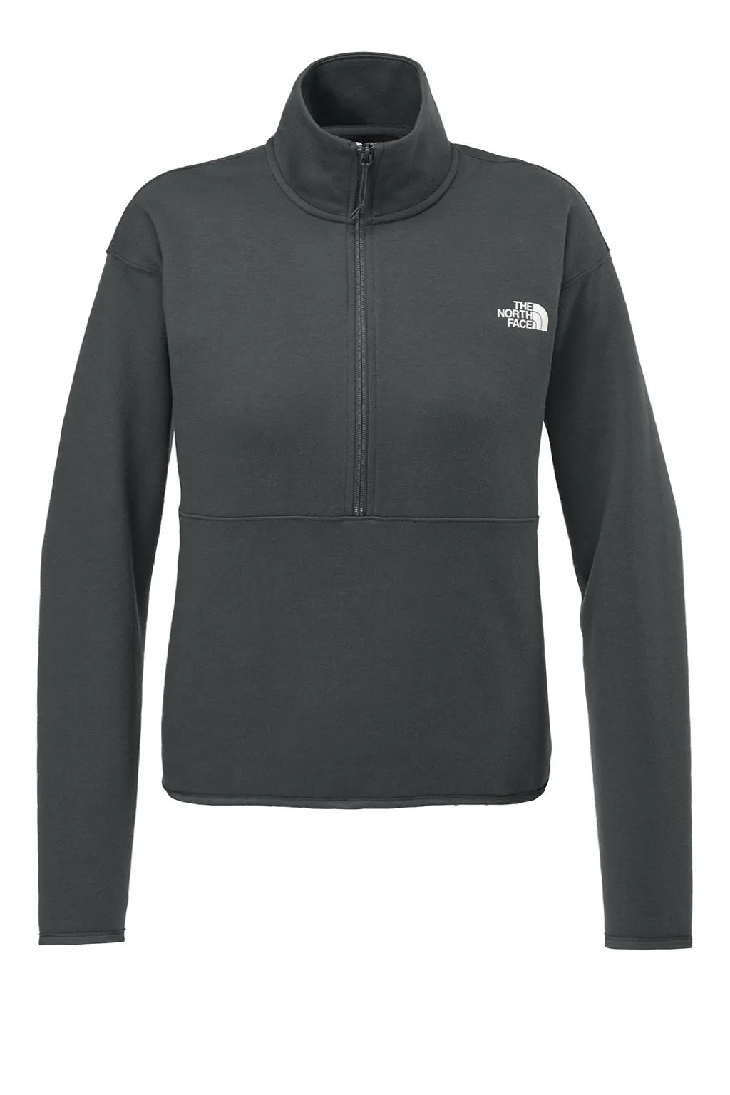 The North Face Womens Double Knit 1/4 Zip Fleece Jacket - Asphalt Grey Clothing The-North-Face