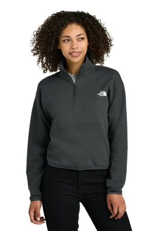 The North Face Womens Double Knit 1/4 Zip Fleece Jacket - Asphalt Grey Clothing The-North-Face