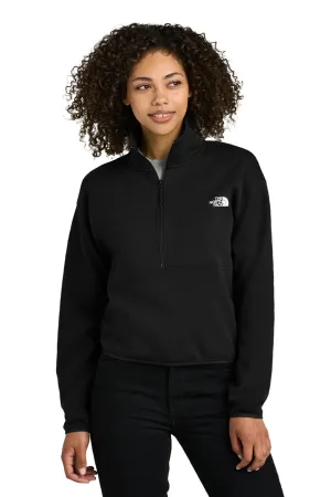 The North Face Womens Double Knit 1/4 Zip Fleece Jacket - Black Clothing The-North-Face