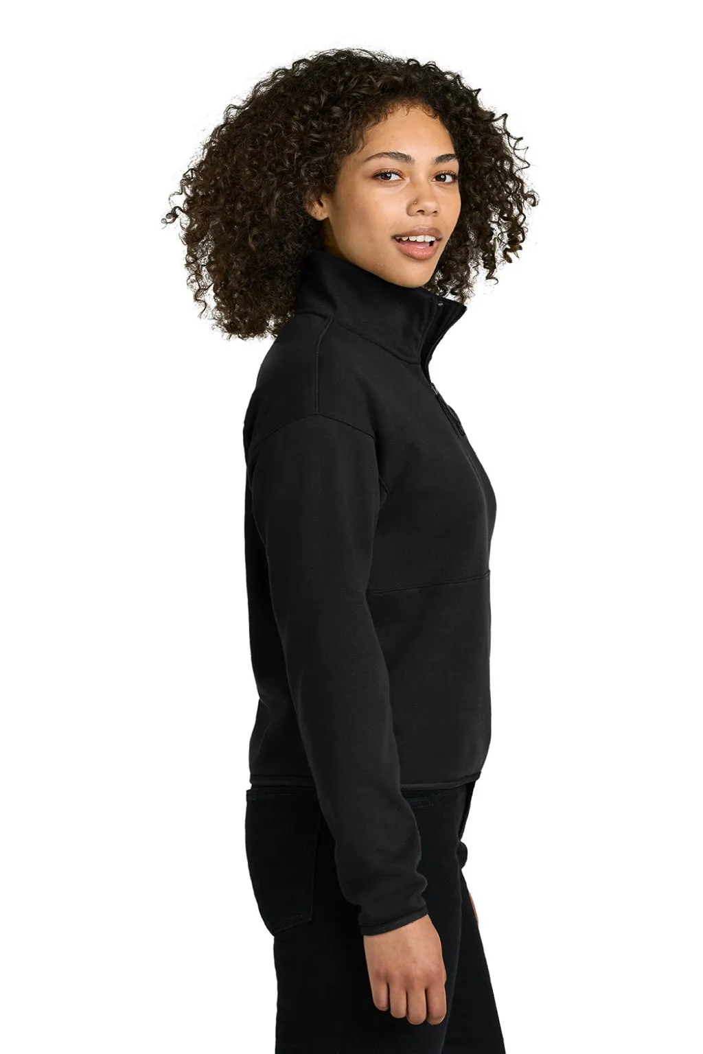The North Face Womens Double Knit 1/4 Zip Fleece Jacket - Black Clothing The-North-Face