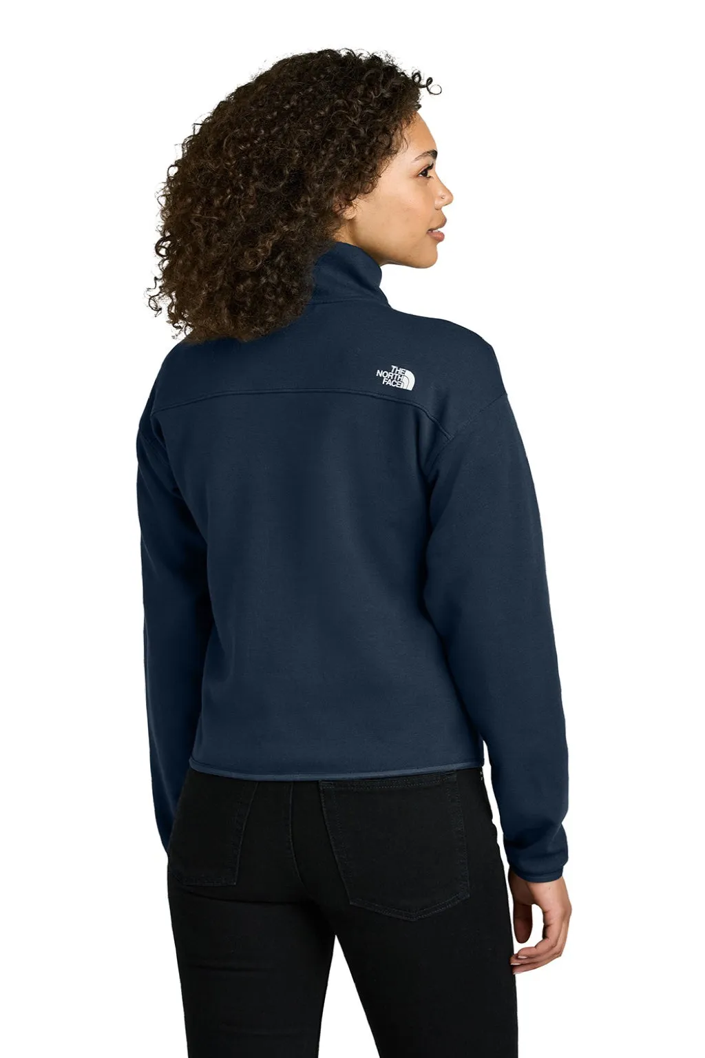 The North Face Womens Double Knit 1/4 Zip Fleece Jacket - Summit Navy Blue Clothing The-North-Face