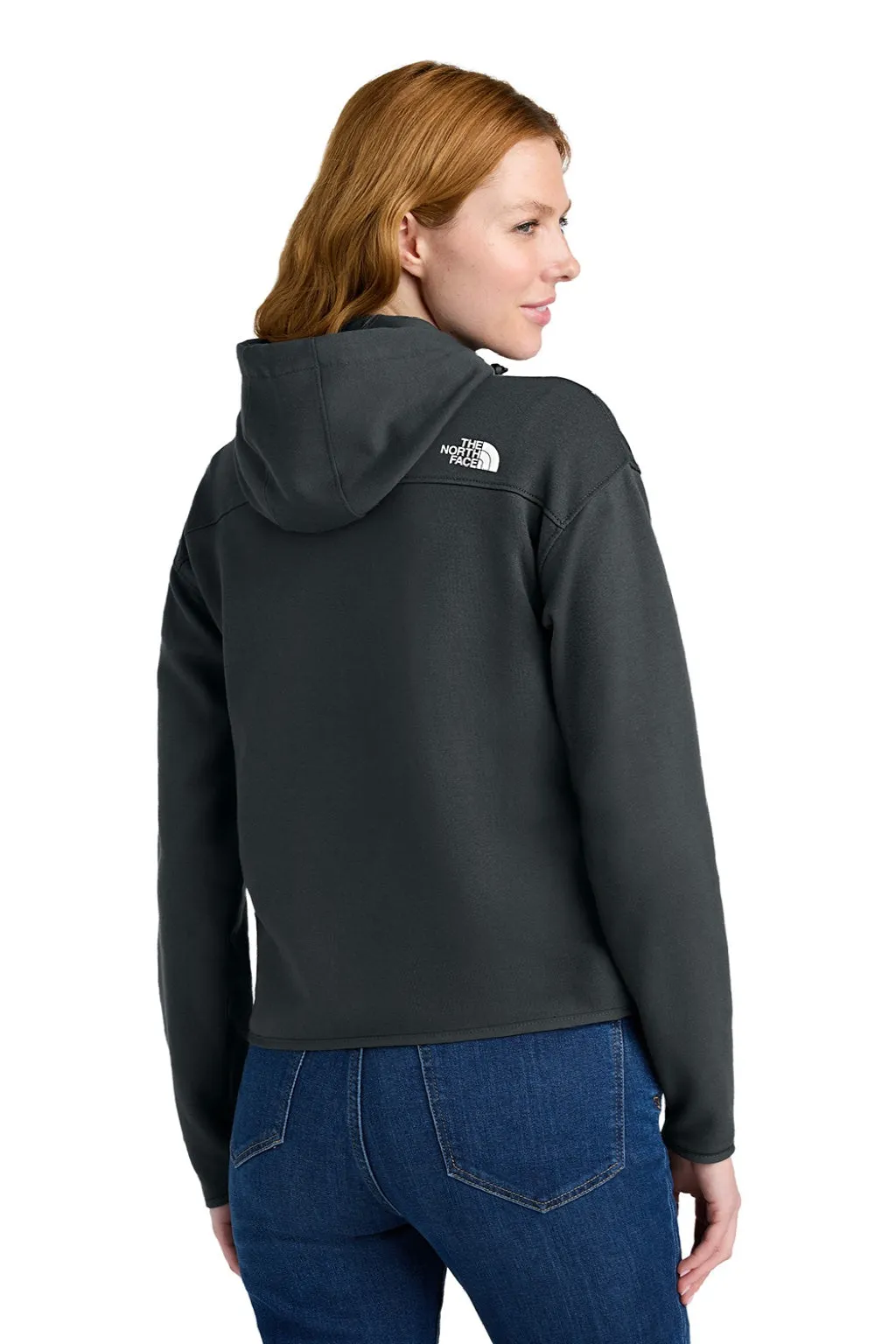 The North Face Womens Double Knit Full Zip Hooded Sweatshirt Hoodie w/ Pockets - Asphalt Grey Clothing The-North-Face