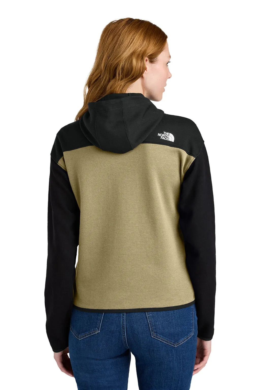 The North Face Womens Double Knit Full Zip Hooded Sweatshirt Hoodie w/ Pockets - Khaki Stone/Black Clothing The-North-Face