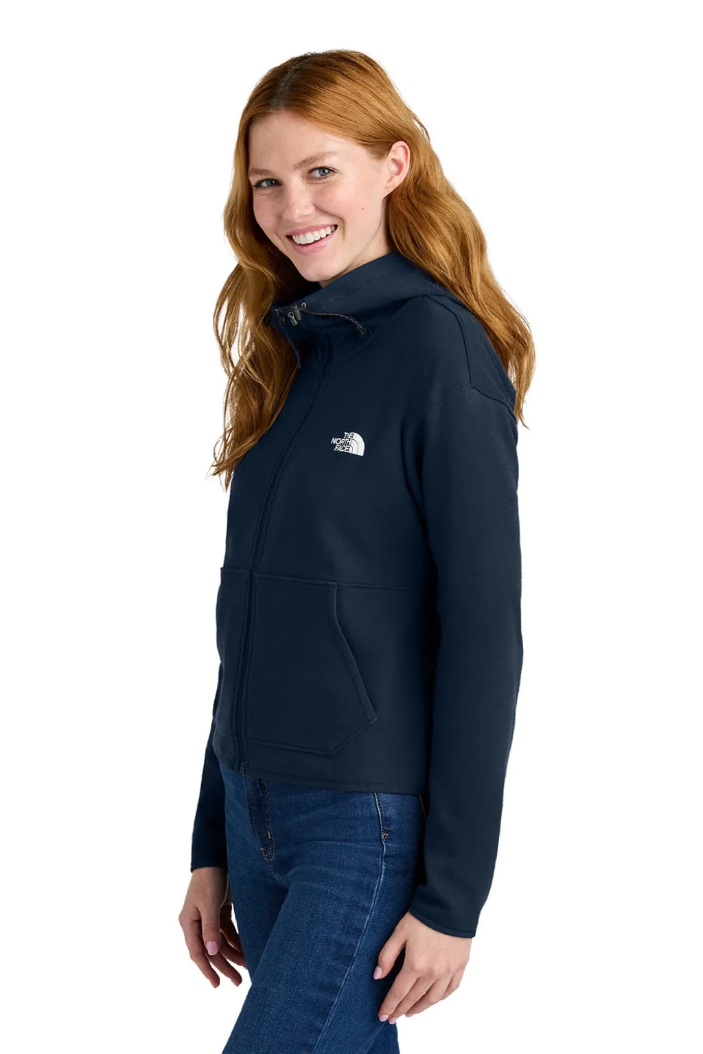 The North Face Womens Double Knit Full Zip Hooded Sweatshirt Hoodie w/ Pockets - Summit Navy Blue Clothing The-North-Face