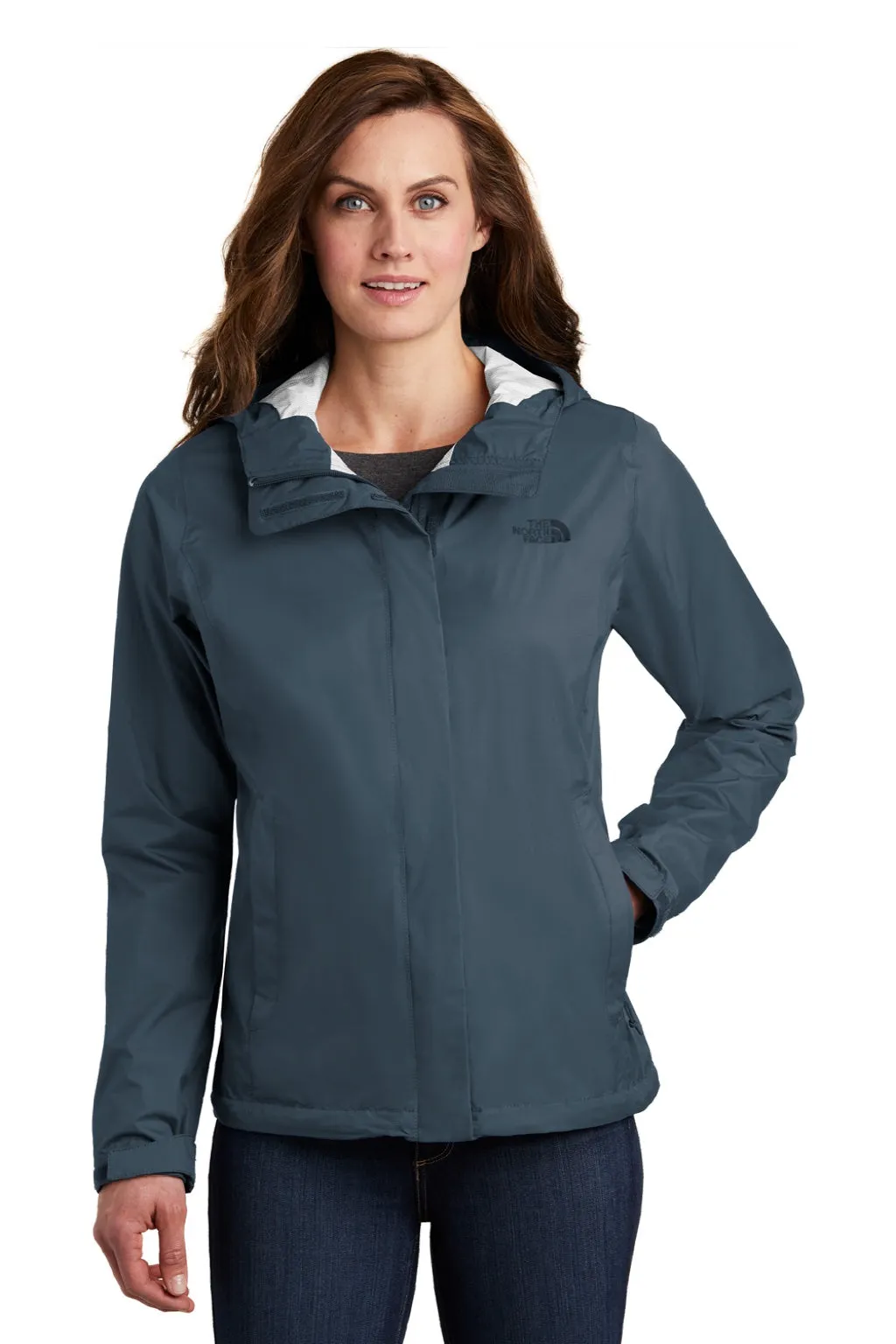 The North Face Womens DryVent Windproof & Waterproof Full Zip Hooded Jacket - Shady Blue Clothing The-North-Face