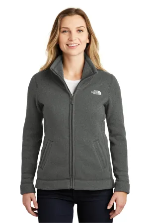 The North Face Womens Full Zip Sweater Fleece Jacket - Heather Black Clothing The-North-Face