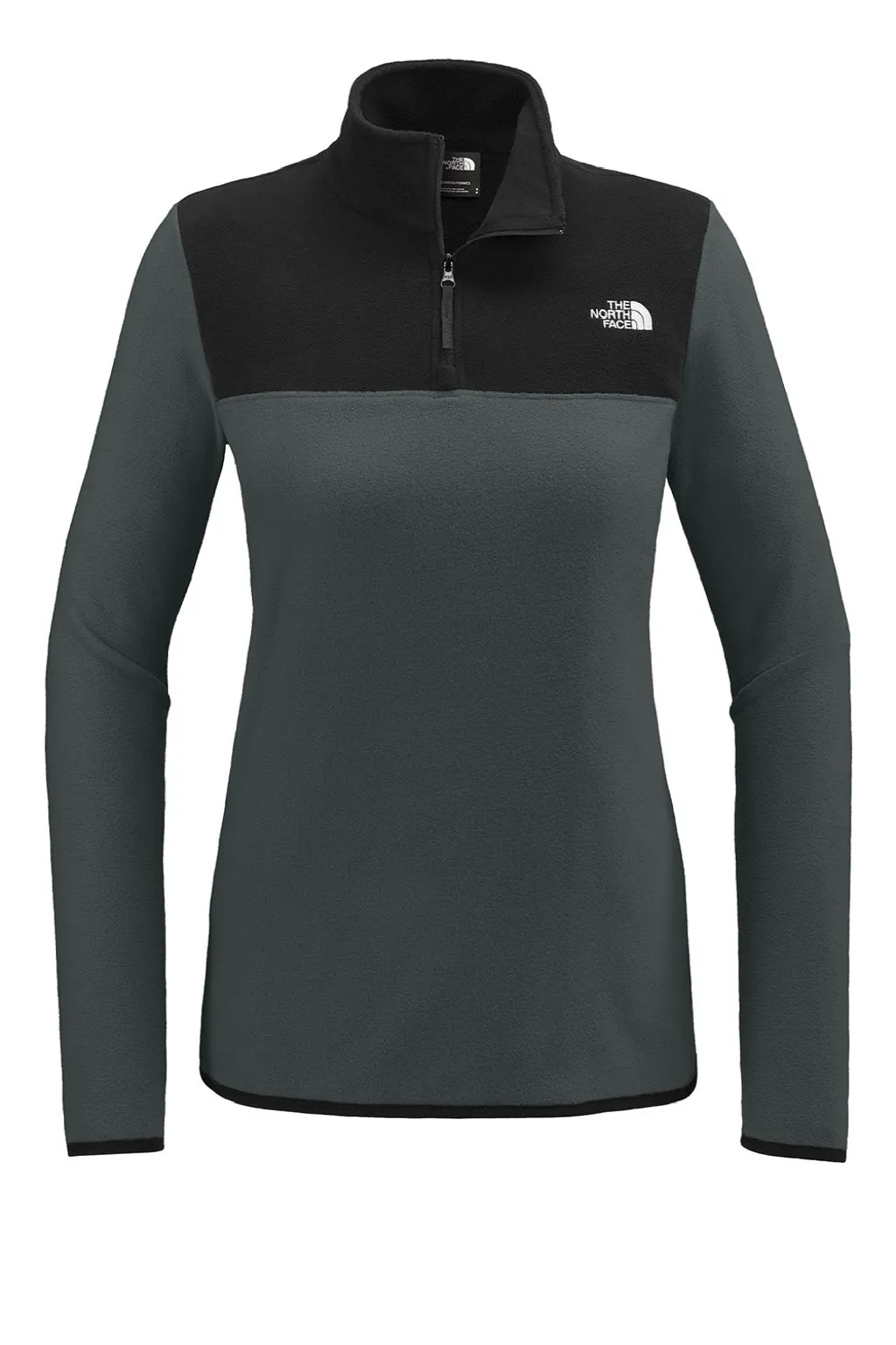 The North Face Womens Glacier Fleece 1/4 Zip Jacket - Asphalt Grey/Black Clothing The-North-Face