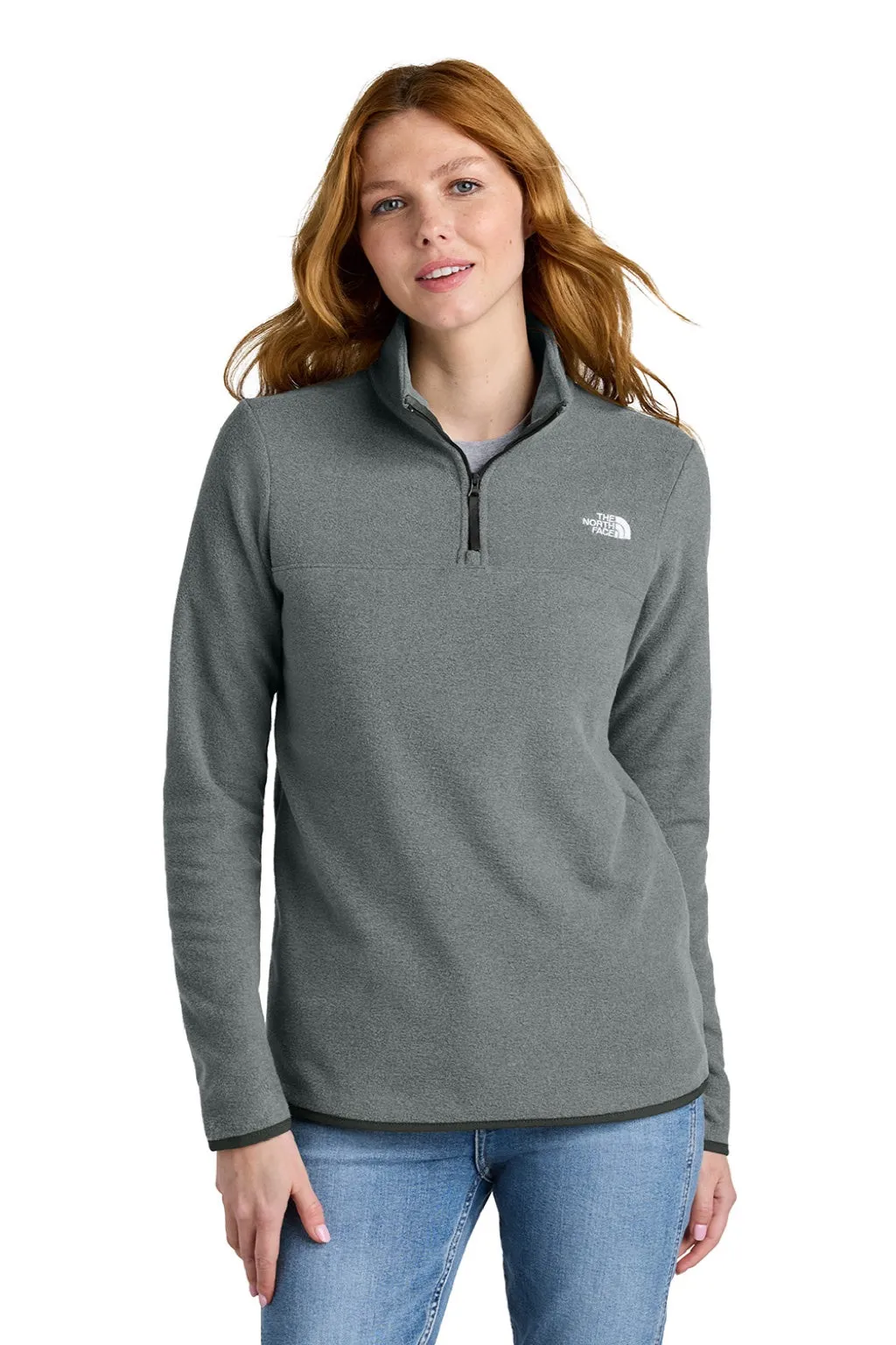 The North Face Womens Glacier Fleece 1/4 Zip Jacket - Heather Medium Grey Clothing The-North-Face