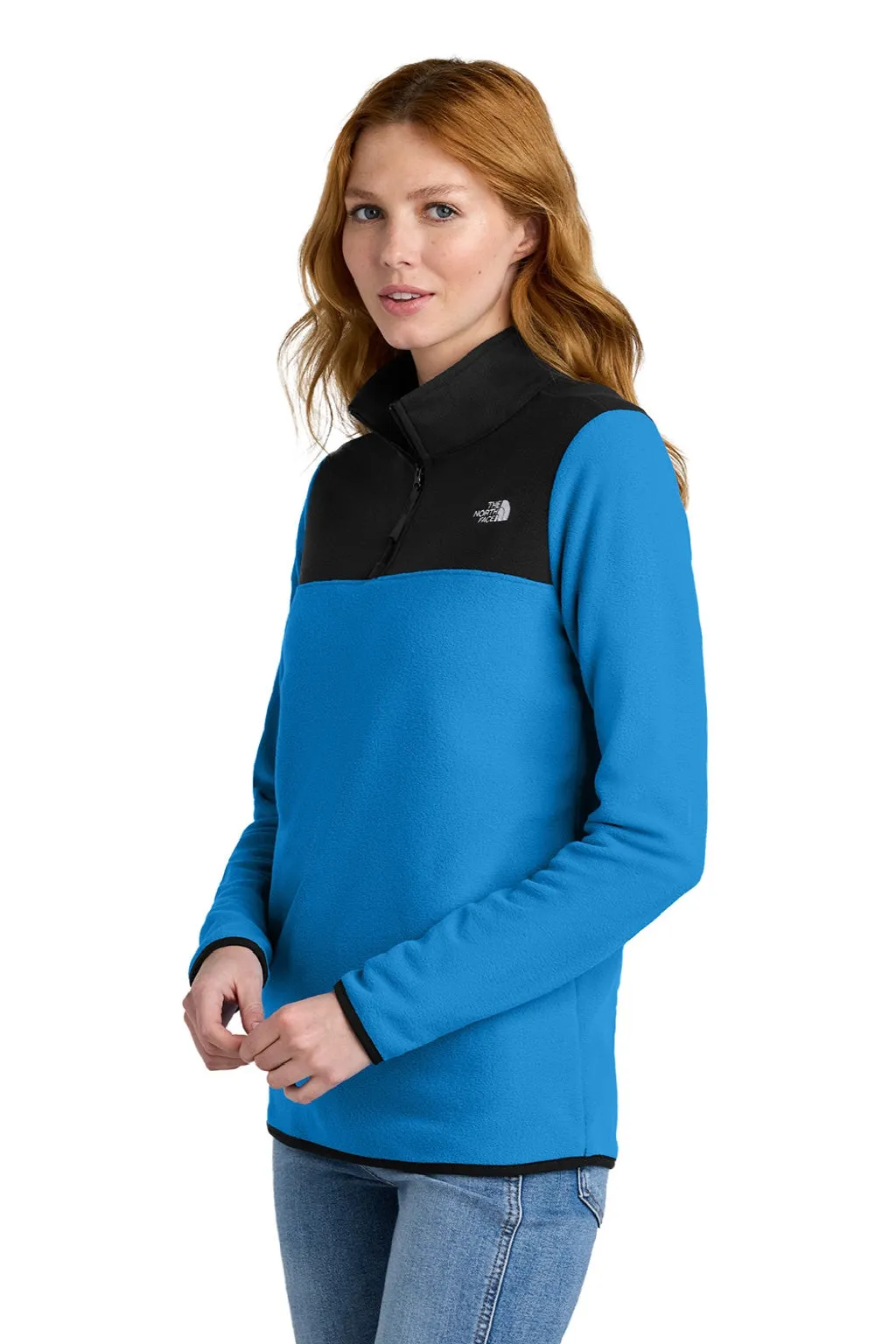 The North Face Womens Glacier Fleece 1/4 Zip Jacket - Hero Blue/Black Clothing The-North-Face