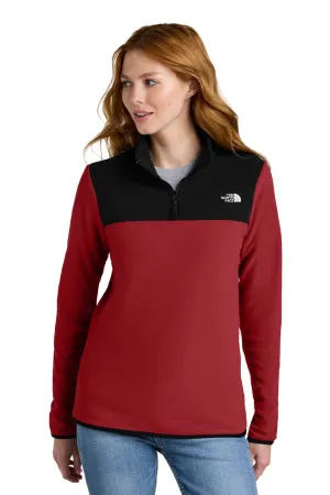 The North Face Womens Glacier Fleece 1/4 Zip Jacket - Rage Red/Black Clothing The-North-Face