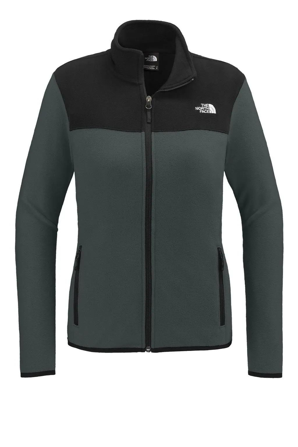 The North Face Womens Glacier Fleece Full Zip Jacket - Asphalt Grey/Black Clothing The-North-Face