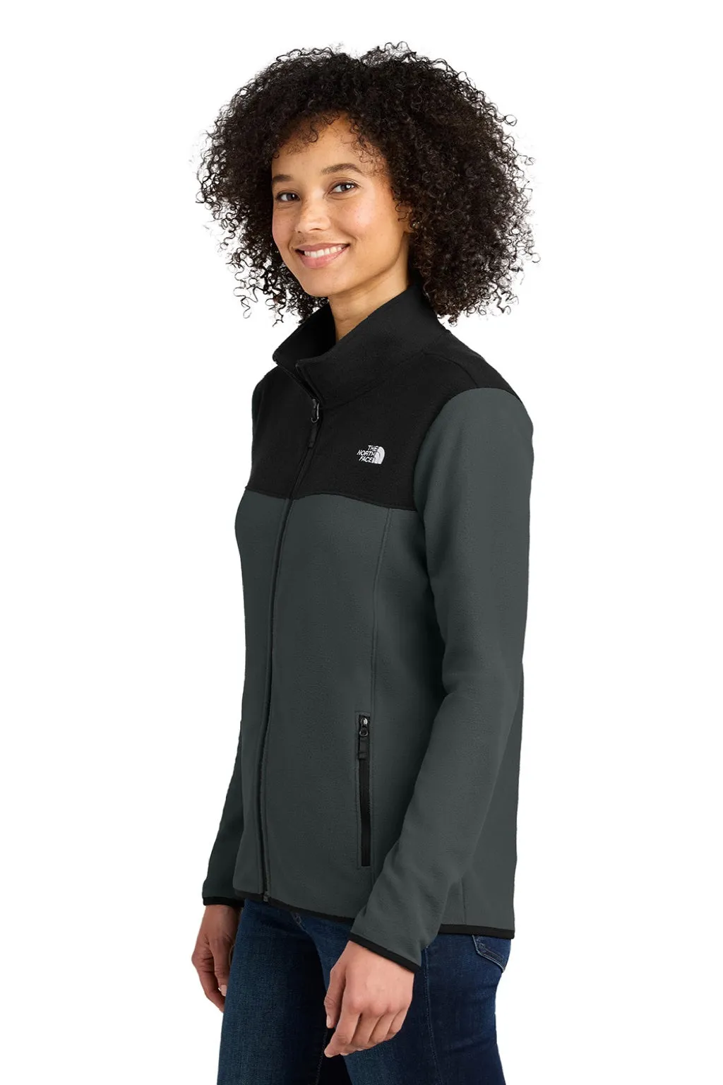 The North Face Womens Glacier Fleece Full Zip Jacket - Asphalt Grey/Black Clothing The-North-Face