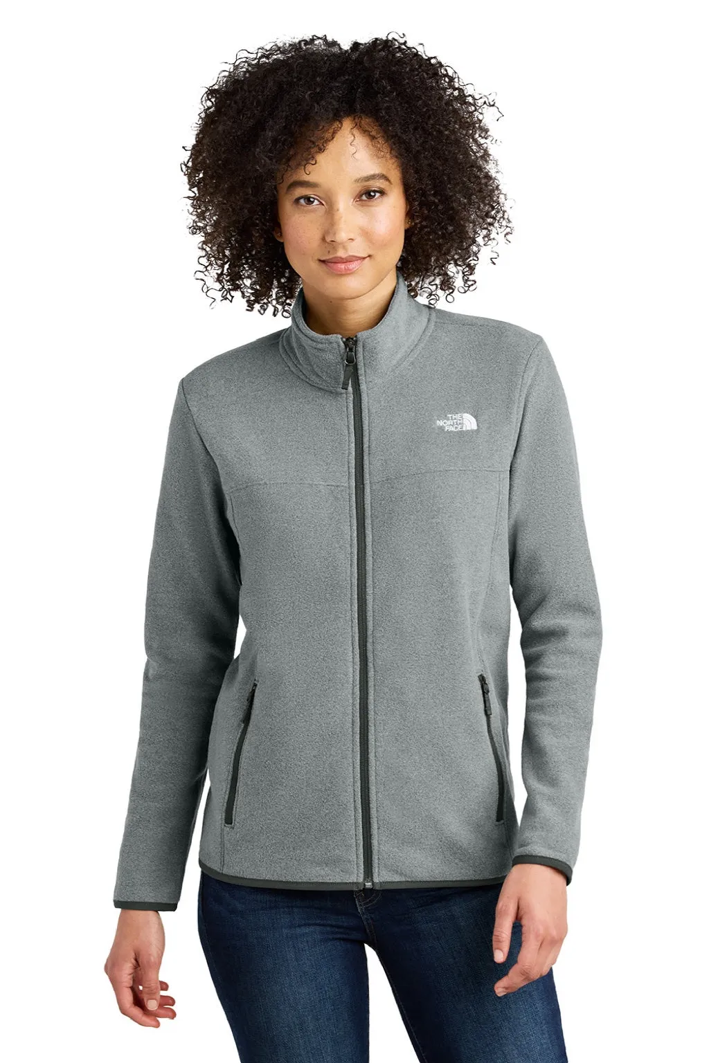 The North Face Womens Glacier Fleece Full Zip Jacket - Heather Medium Grey Clothing The-North-Face