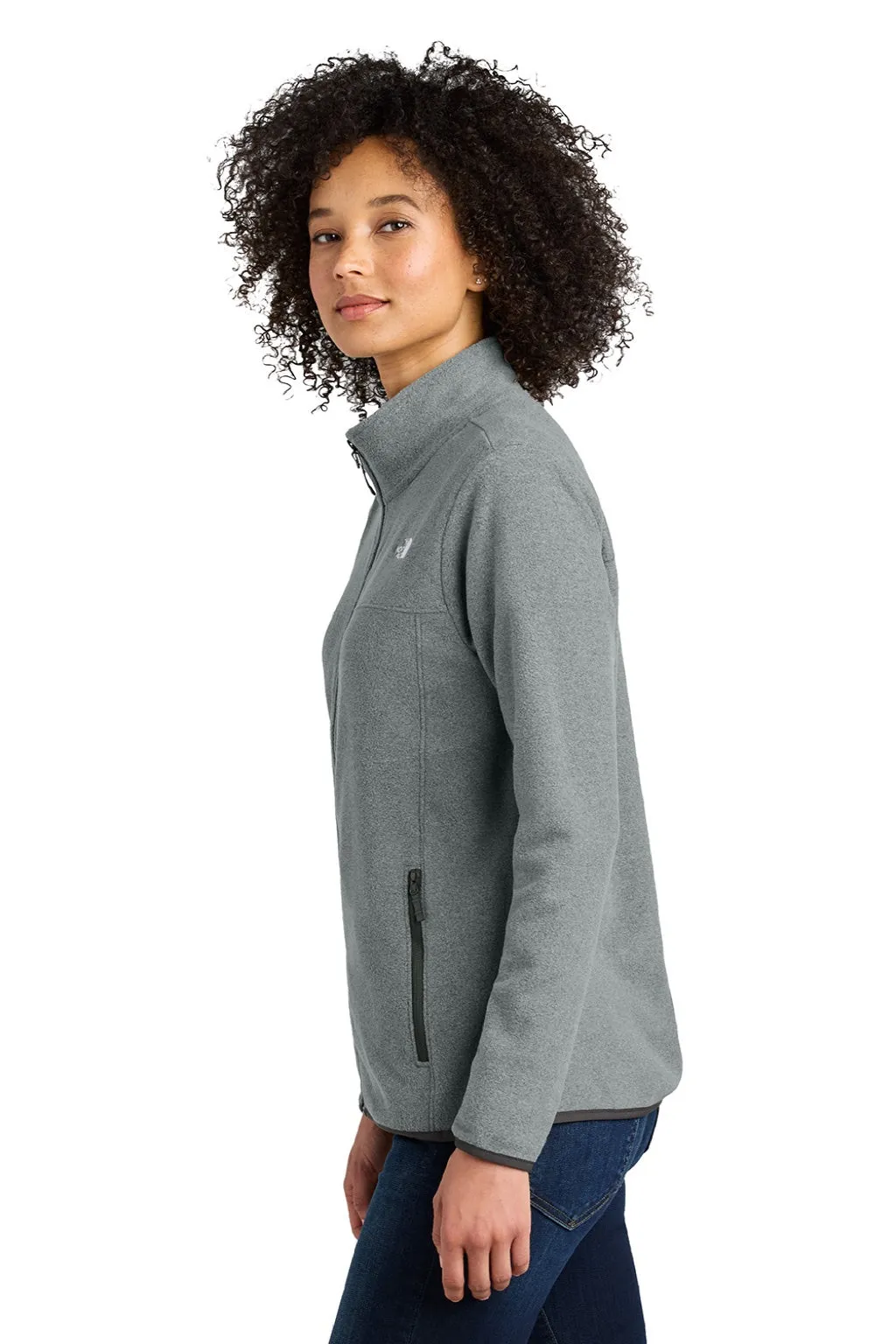 The North Face Womens Glacier Fleece Full Zip Jacket - Heather Medium Grey Clothing The-North-Face