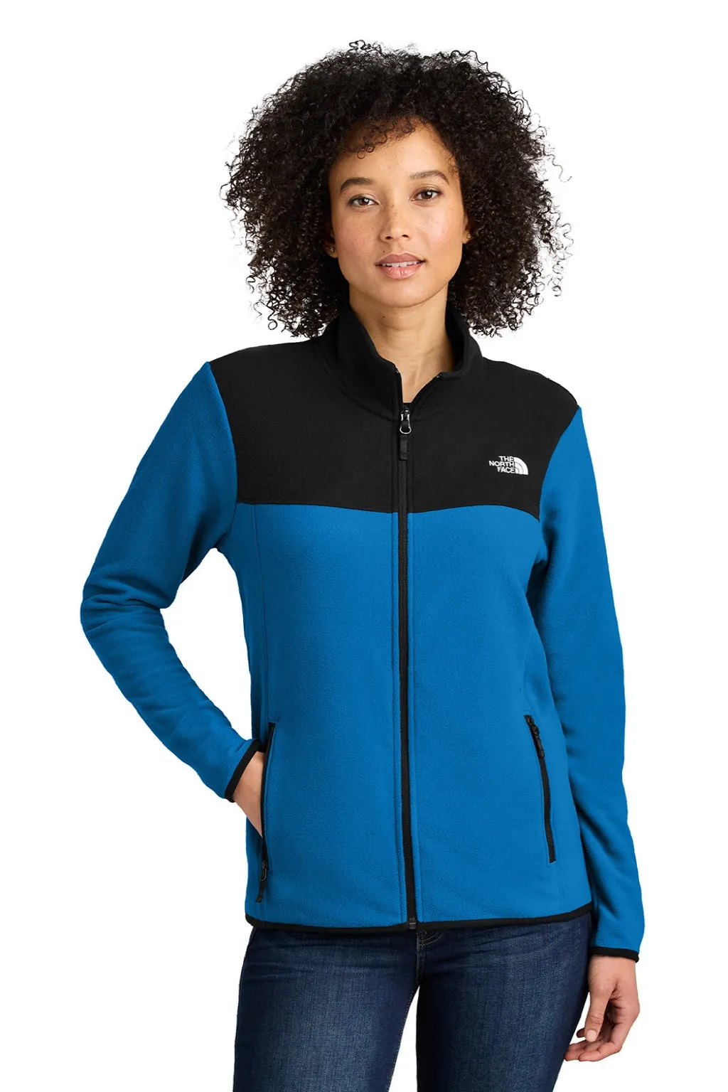 The North Face Womens Glacier Fleece Full Zip Jacket - Hero Blue/Black Clothing The-North-Face