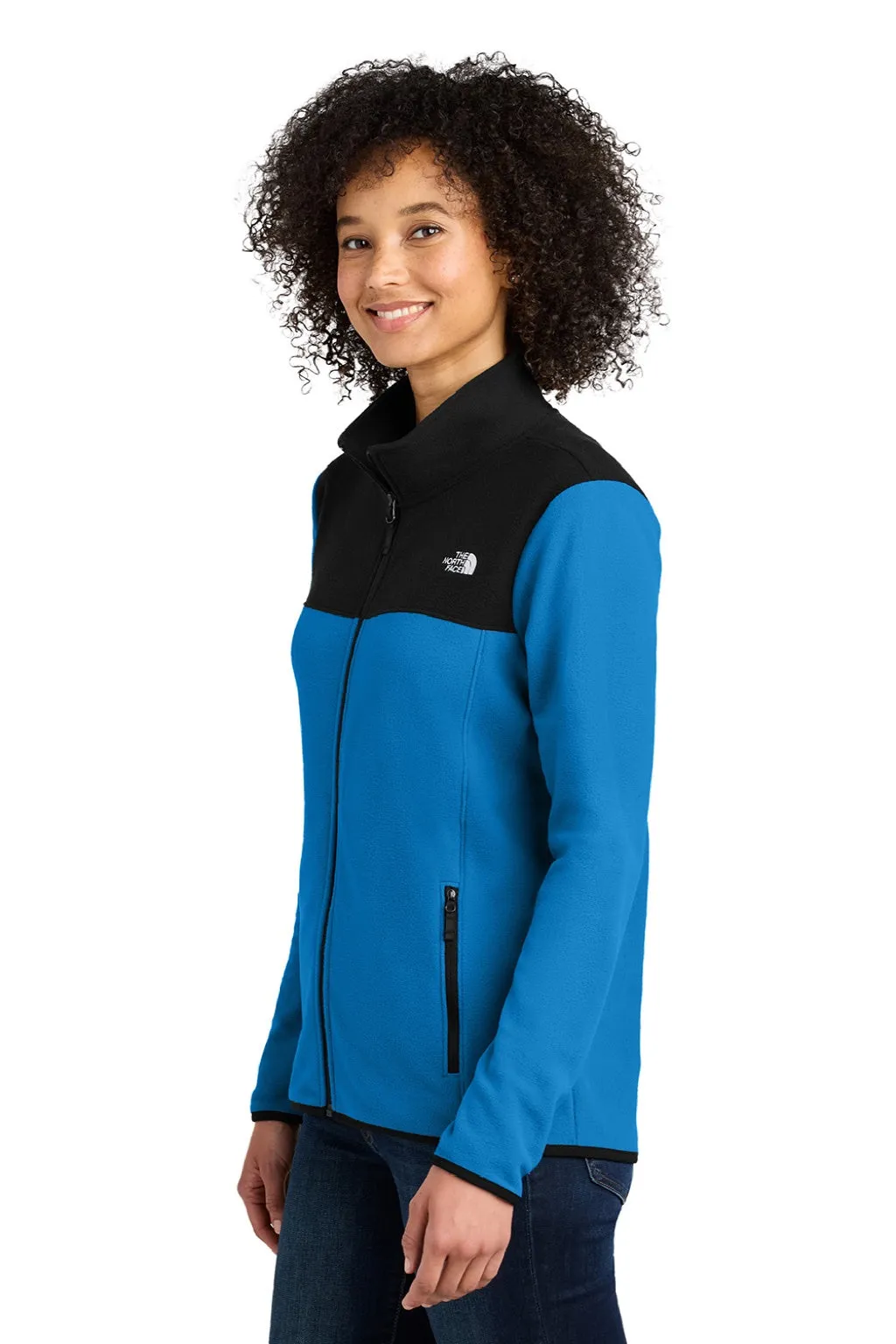 The North Face Womens Glacier Fleece Full Zip Jacket - Hero Blue/Black Clothing The-North-Face