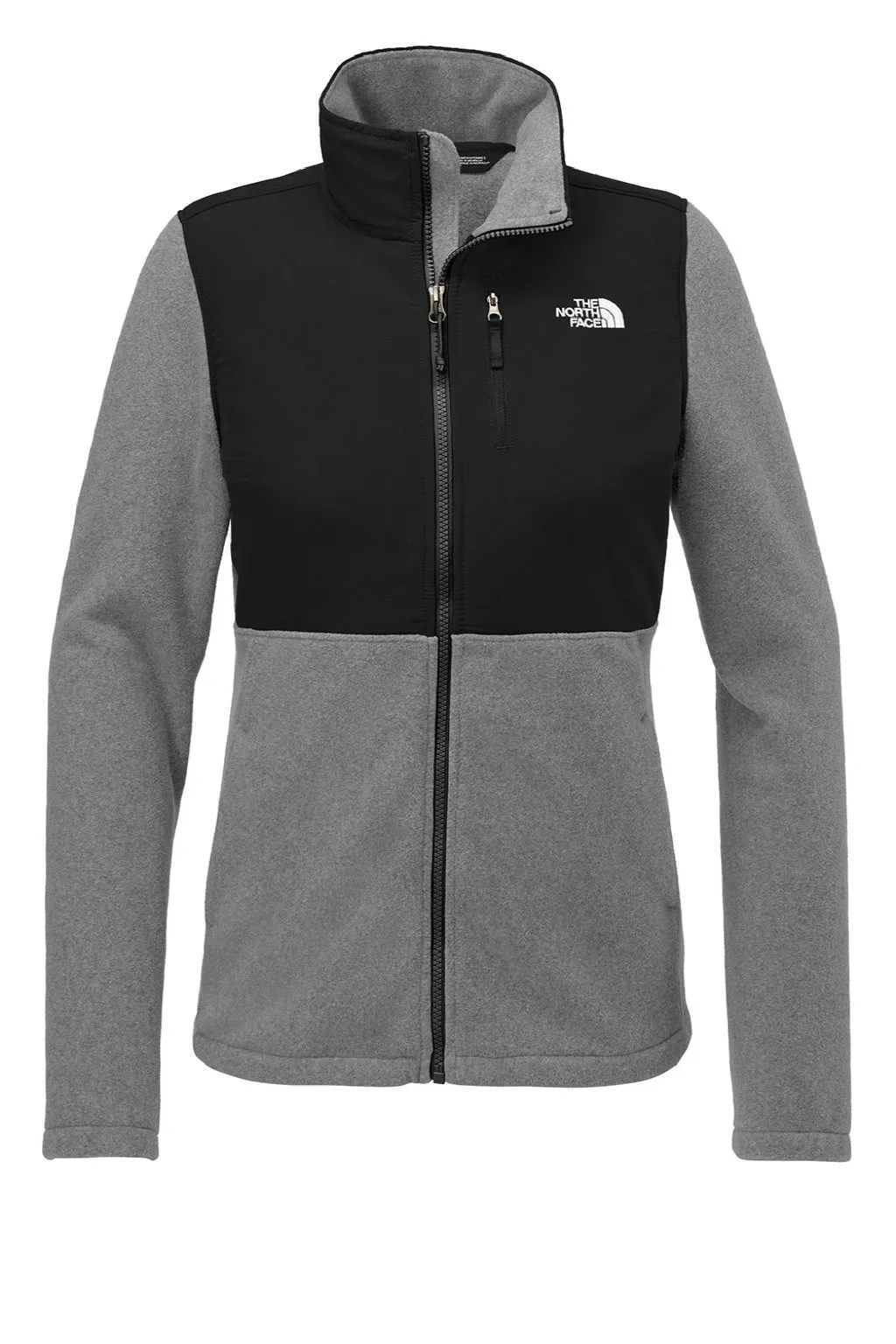 The North Face Womens Highest Peak Fleece Full Zip Jacket - Heather Medium Grey/Black Clothing The-North-Face