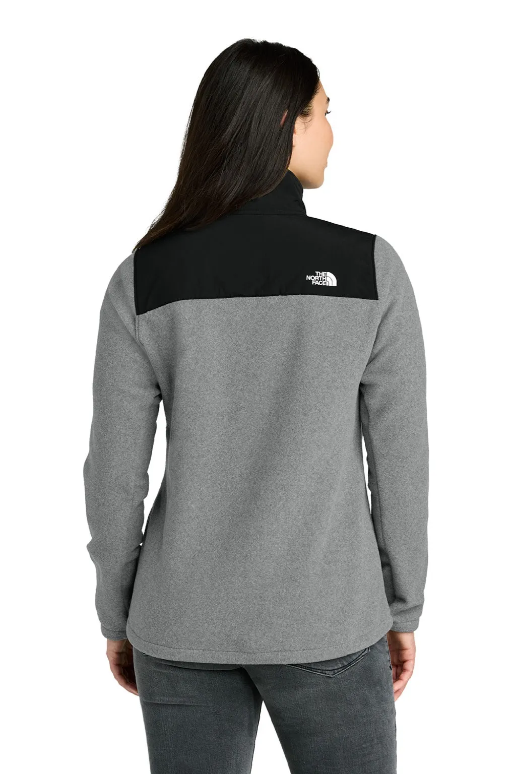 The North Face Womens Highest Peak Fleece Full Zip Jacket - Heather Medium Grey/Black Clothing The-North-Face