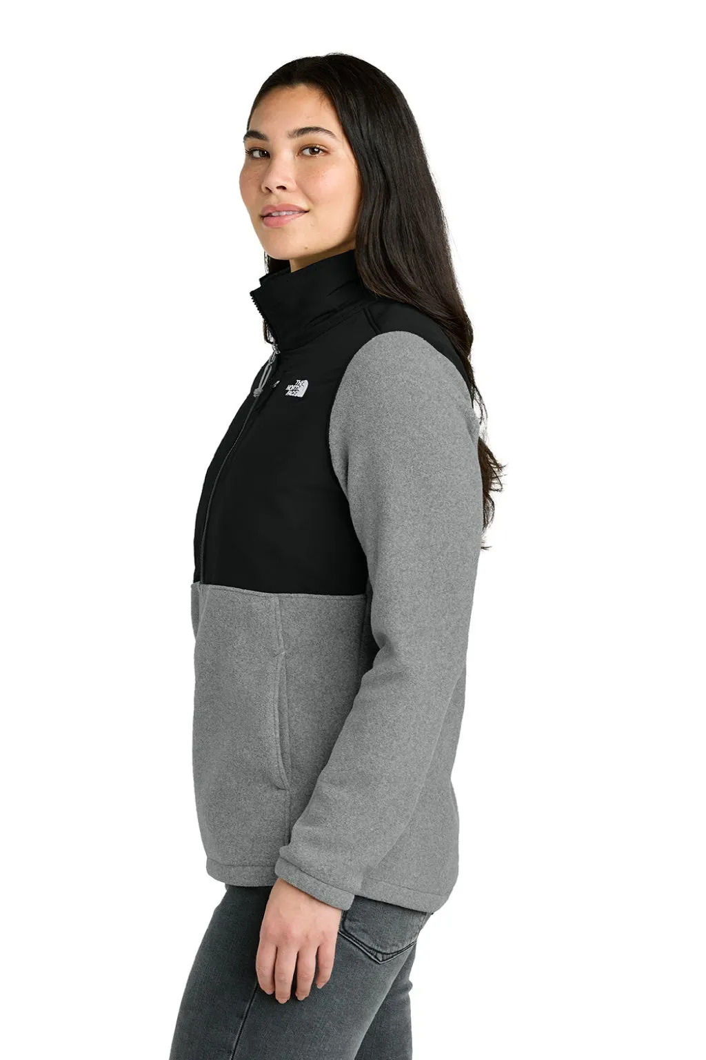 The North Face Womens Highest Peak Fleece Full Zip Jacket - Heather Medium Grey/Black Clothing The-North-Face