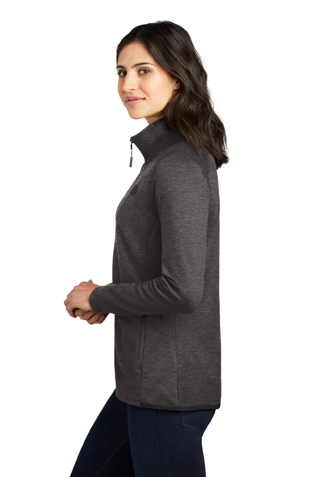 The North Face Womens Skyline Full Zip Fleece Jacket - Heather Dark Grey Clothing The-North-Face