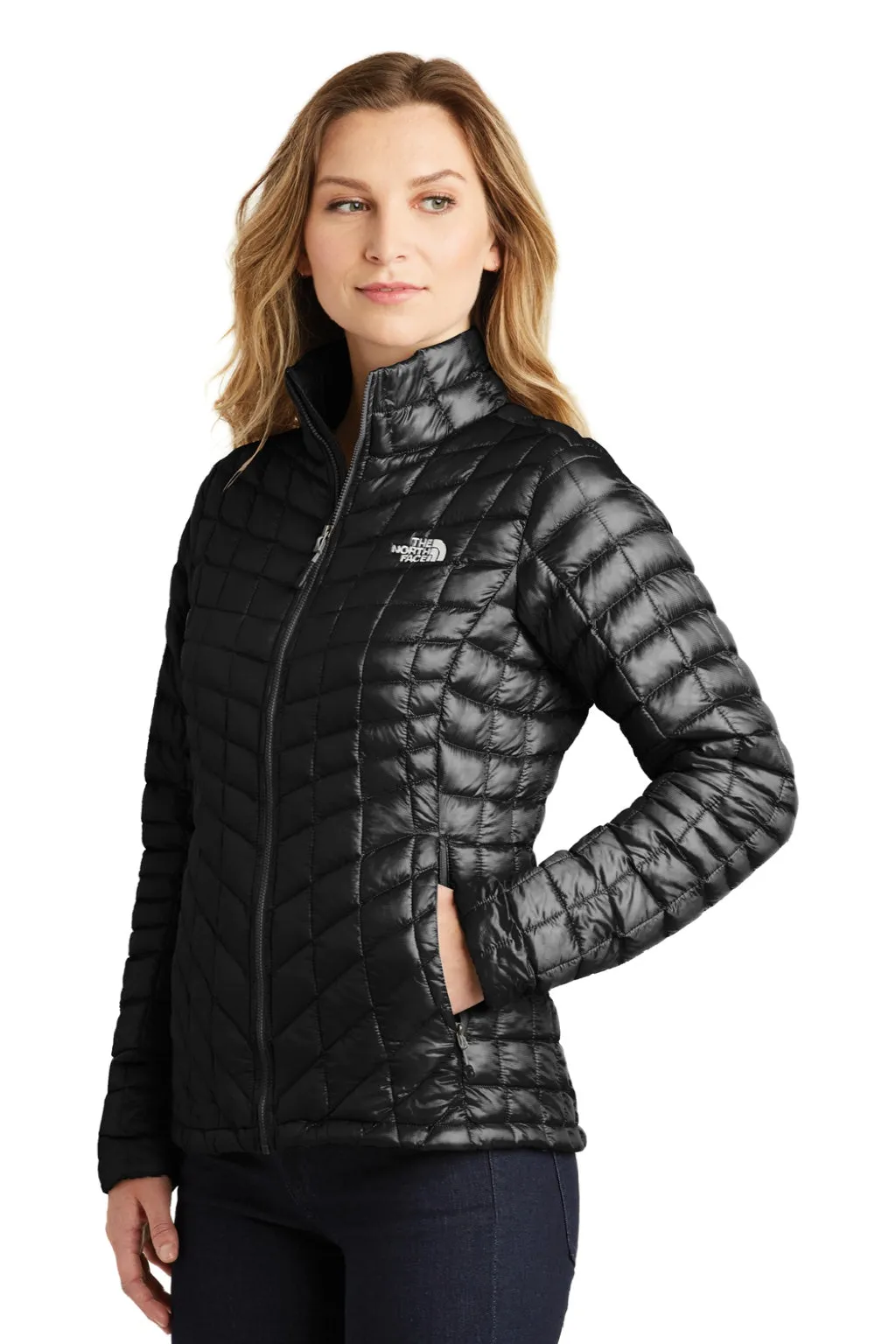 The North Face Womens ThermoBall Trekker Water Resistant Full Zip Jacket - Matte Black Clothing The-North-Face