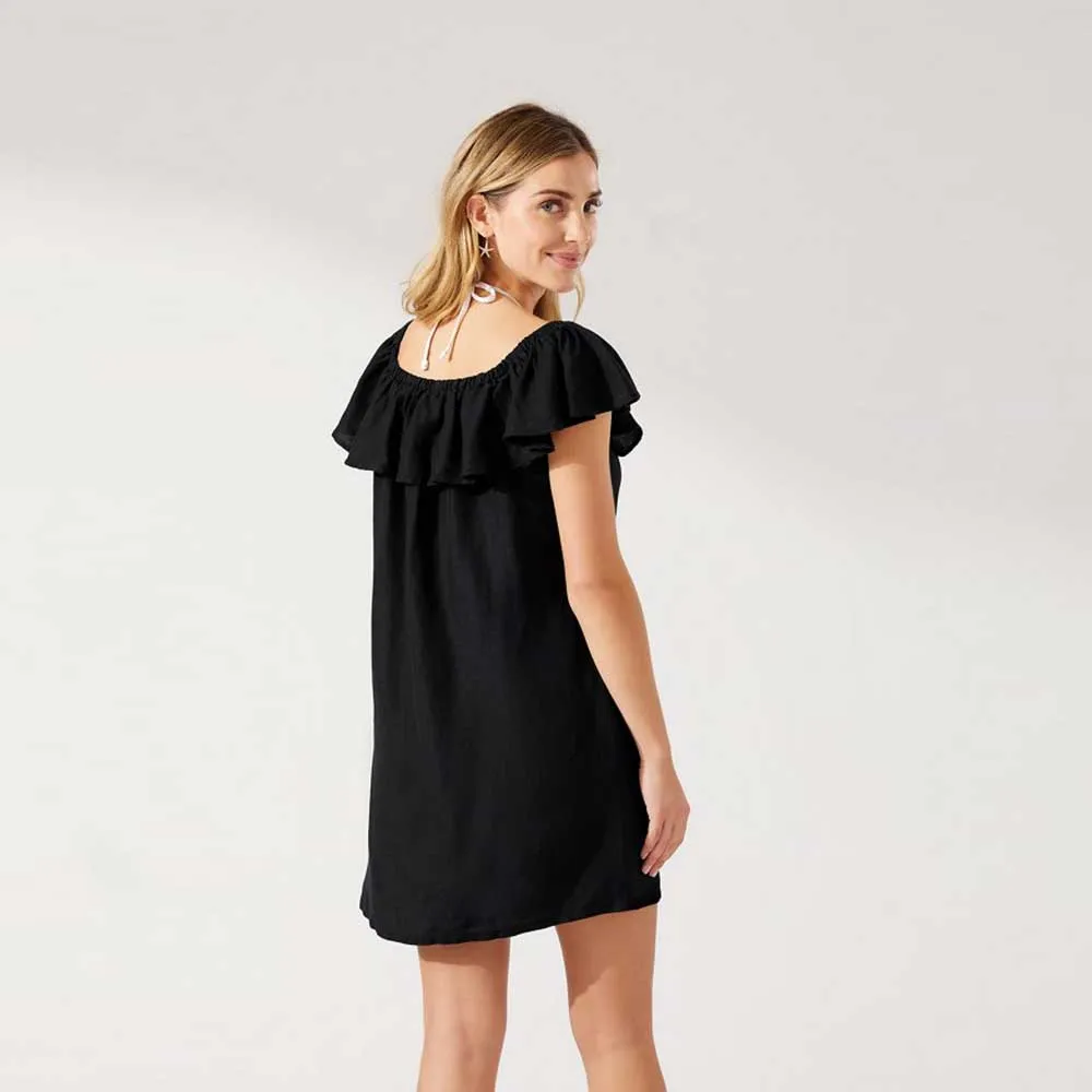 Tommy Bahama St. Lucia Off The Shoulder Ruffle Dress Cover Up - Black Tommy Bahama Clothing