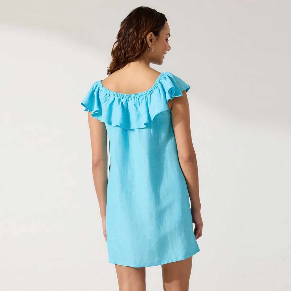 Tommy Bahama St. Lucia Off The Shoulder Ruffle Dress Cover Up - Lt Curacao Tommy Bahama Clothing