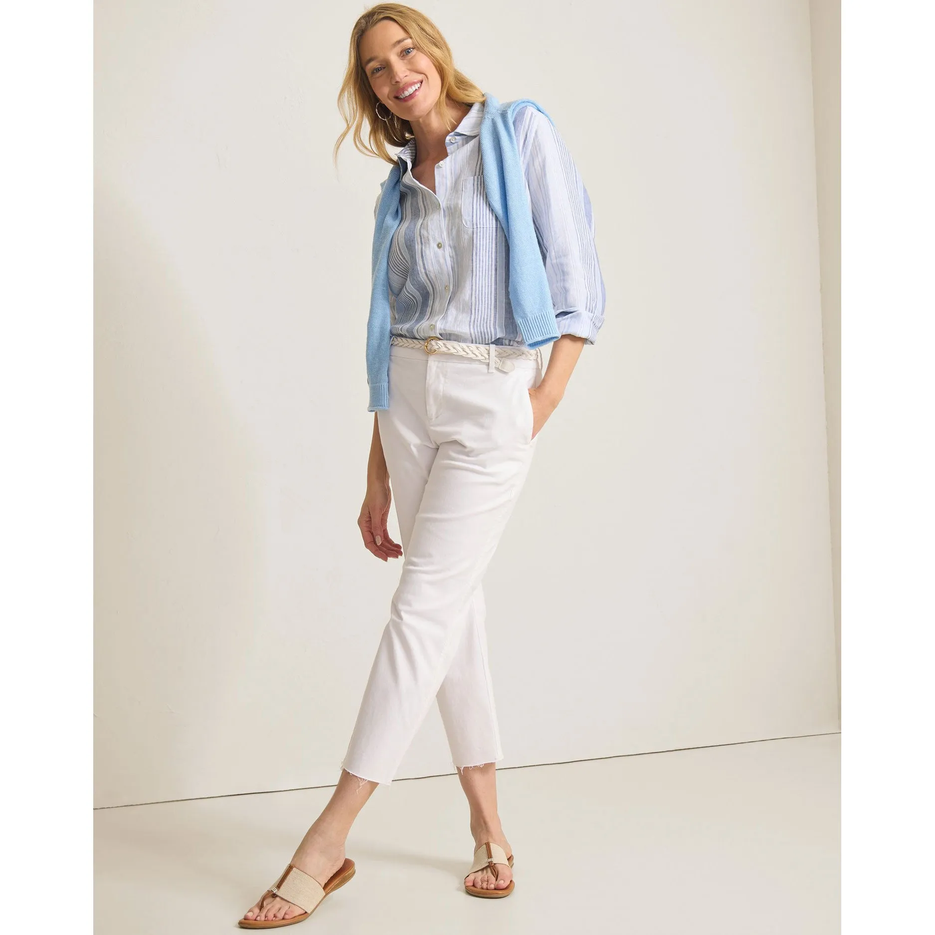 Tommy Bahama Women's Breezy Bay Relaxed Linen Long Sleeve Shirt - Chambray Blue Tommy Bahama Clothing
