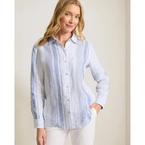 Tommy Bahama Women's Breezy Bay Relaxed Linen Long Sleeve Shirt - Chambray Blue Tommy Bahama Clothing
