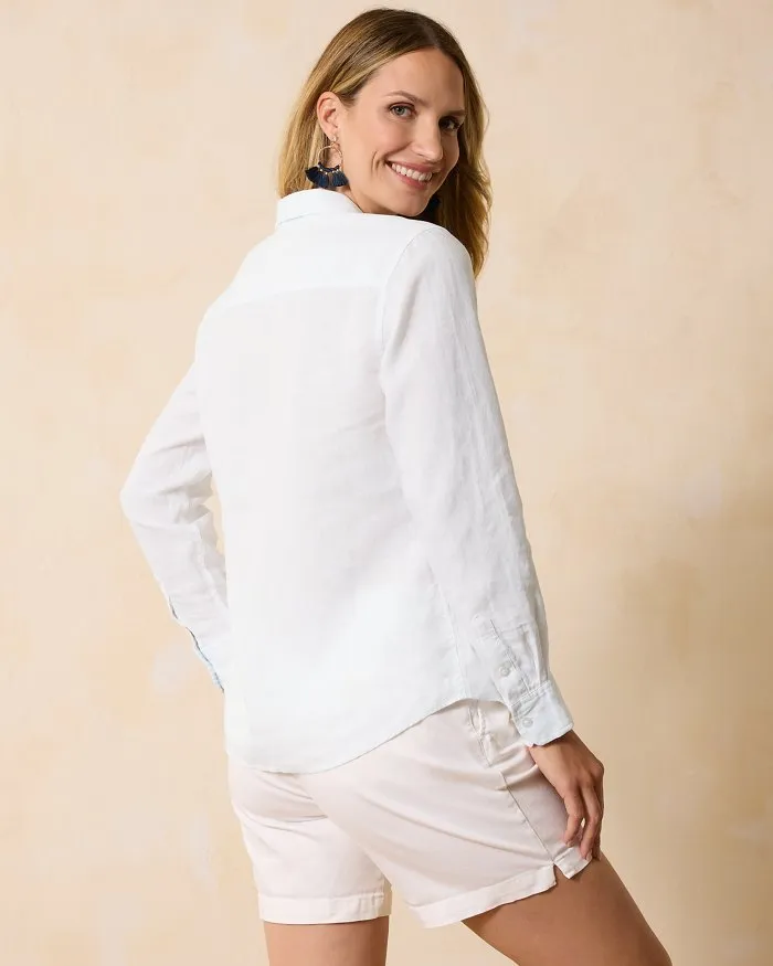 Tommy Bahama Women's Coastalina Long Sleeve Linen Top - White Tommy Bahama Clothing