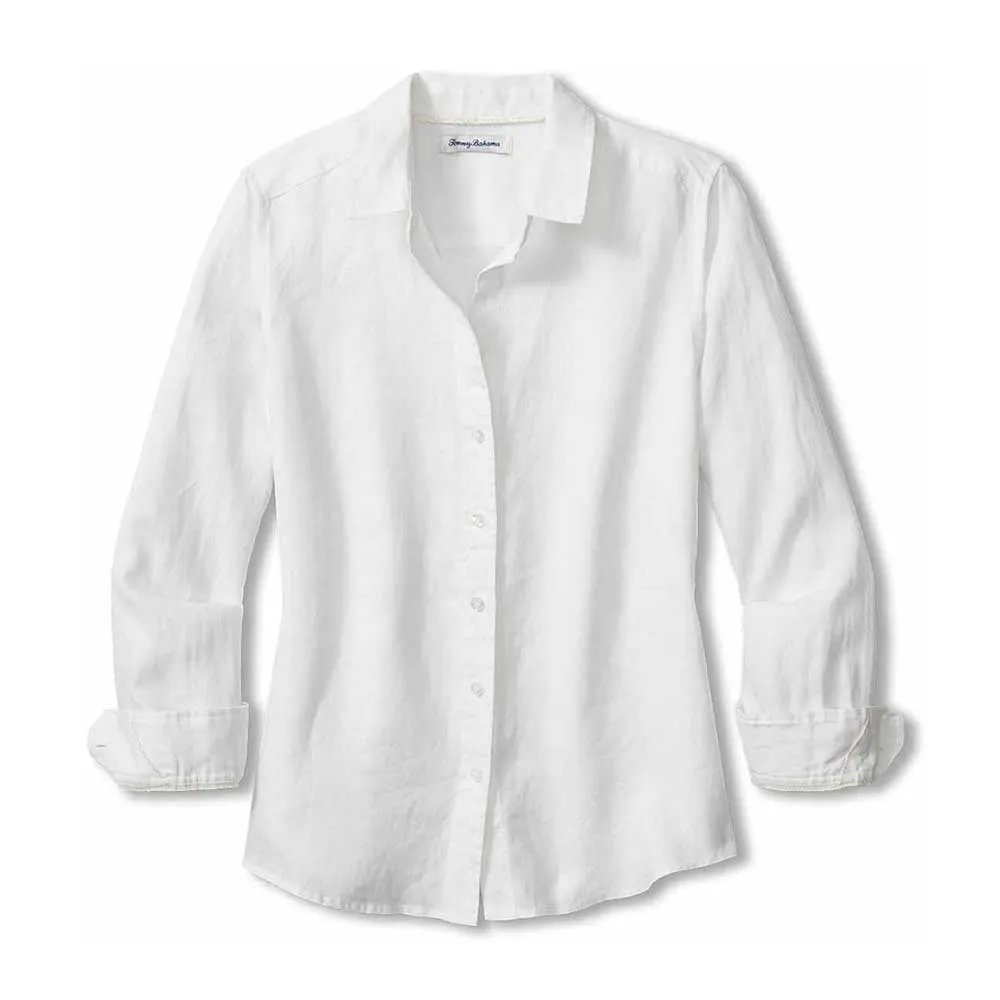 Tommy Bahama Women's Coastalina Long Sleeve Linen Top - White Tommy Bahama Clothing