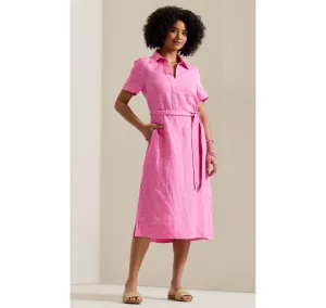 Tommy Bahama Women's Coastalina Popover Midi Linen Dress - Fuchsine Tommy Bahama Clothing