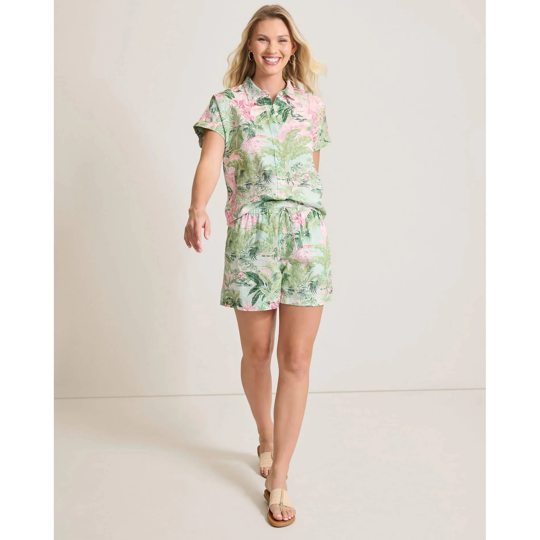 Tommy Bahama Women's Garden Villa Short Sleeve Linen Shirt - Canal Blue Tommy Bahama Clothing