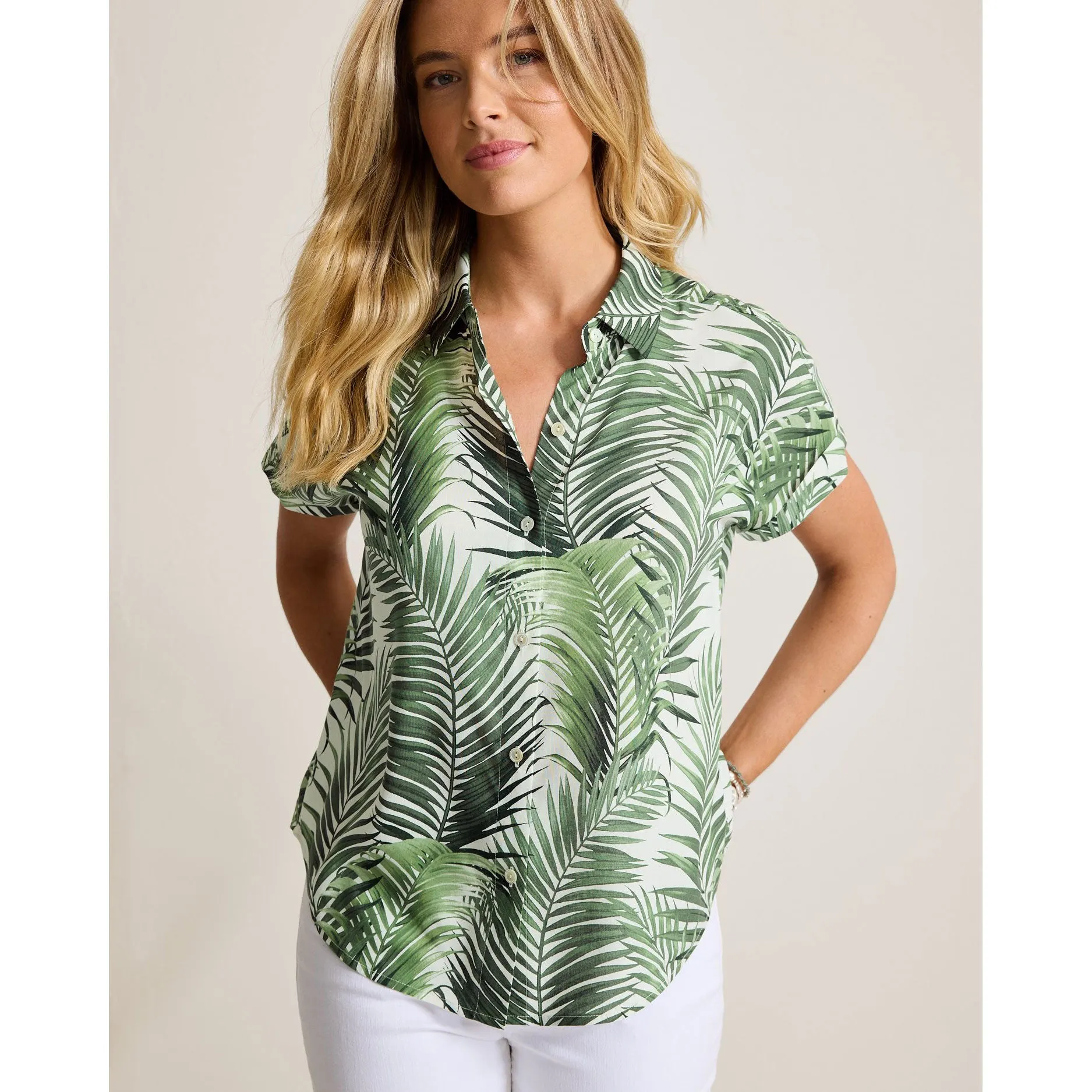 Tommy Bahama Women's Leaf Of Luxury Silk Camp Shirt - Coconut Tommy Bahama Clothing