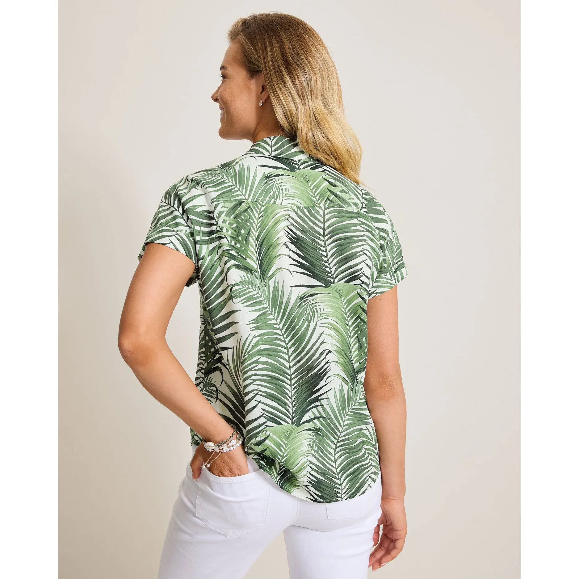 Tommy Bahama Women's Leaf Of Luxury Silk Camp Shirt - Coconut Tommy Bahama Clothing