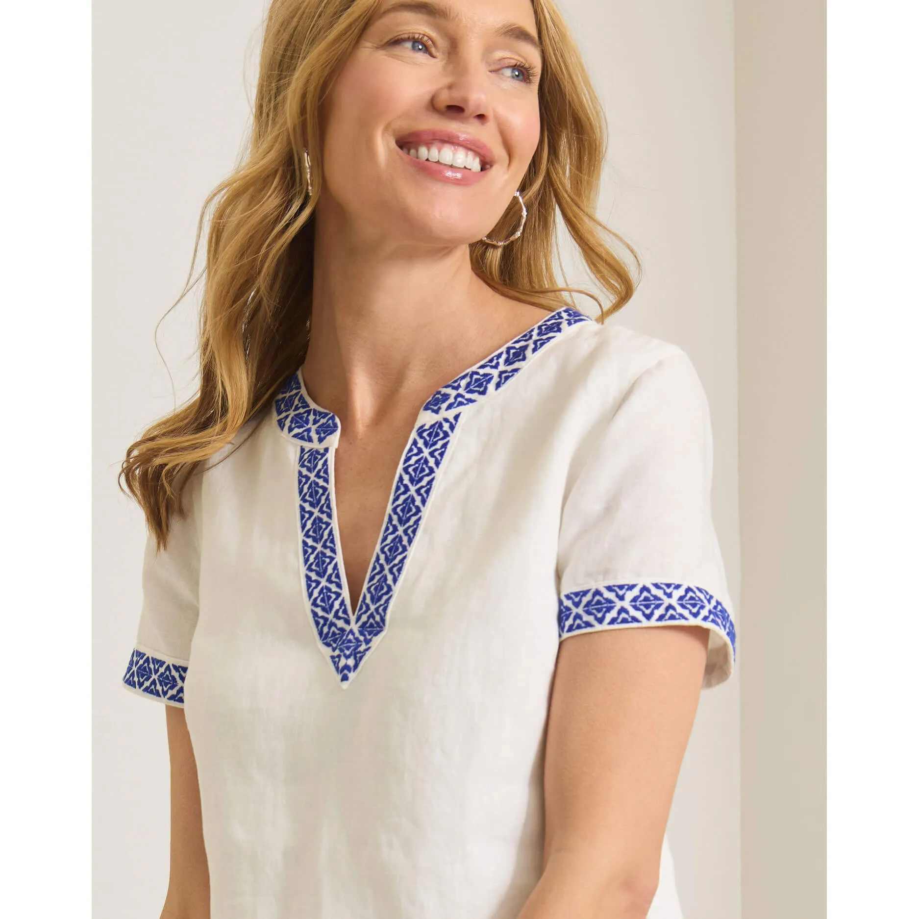 Tommy Bahama Women's Two Palms Coastal Tiles Linen Dress - Cobalt Haze Tommy Bahama Clothing