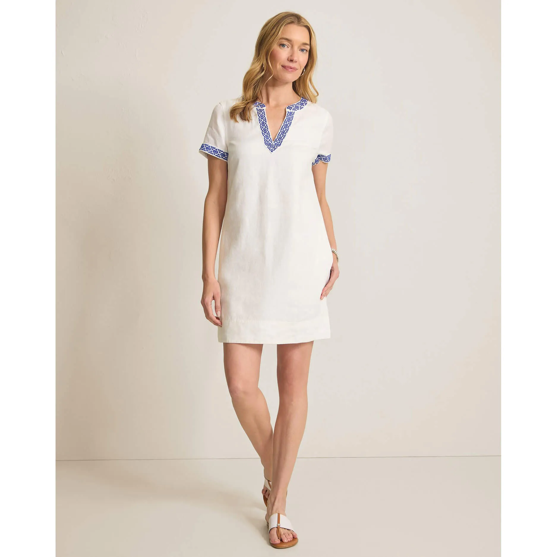 Tommy Bahama Women's Two Palms Coastal Tiles Linen Dress - Cobalt Haze Tommy Bahama Clothing