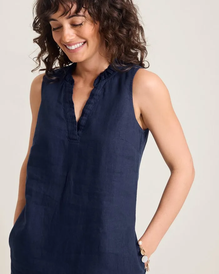 Tommy Bahama Women's Two Palms Double Ruffle Linen Dress - Coastline Tommy Bahama Clothing