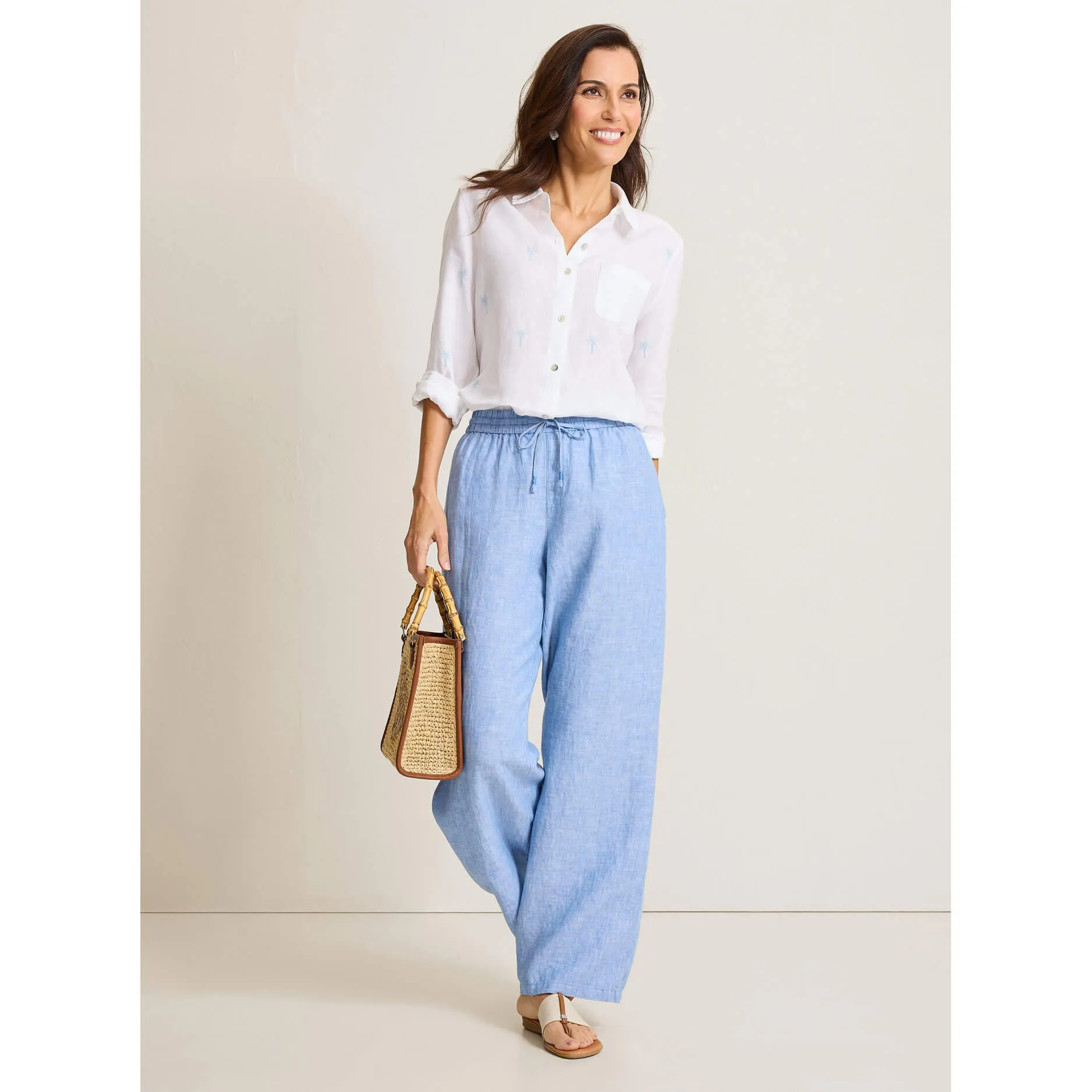 Tommy Bahama Women's Two Palms Easy Linen Pants - Buccaneer Blue Tommy Bahama Clothing