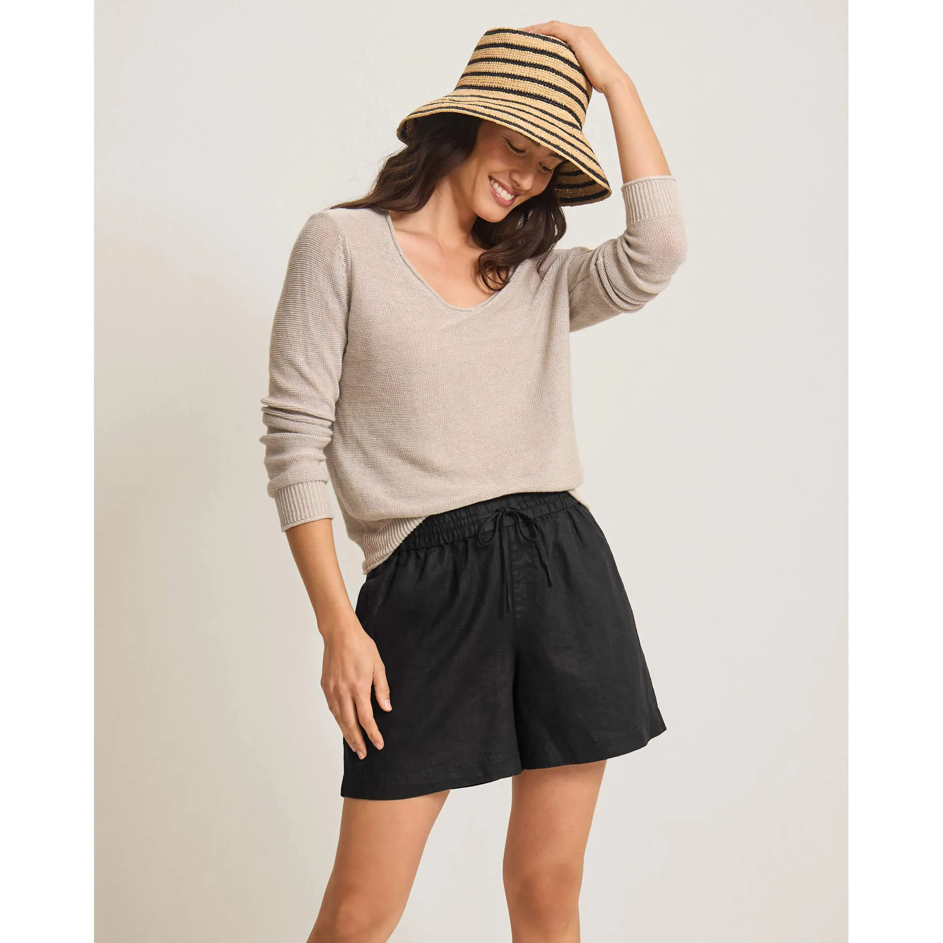 Tommy Bahama Women's Two Palms Easy Linen Shorts - Black Tommy Bahama Clothing