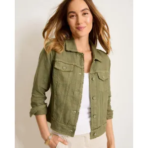 Tommy Bahama Women's Two Palms Raw Edge Linen Jacket - Dark Fern Tommy Bahama Clothing