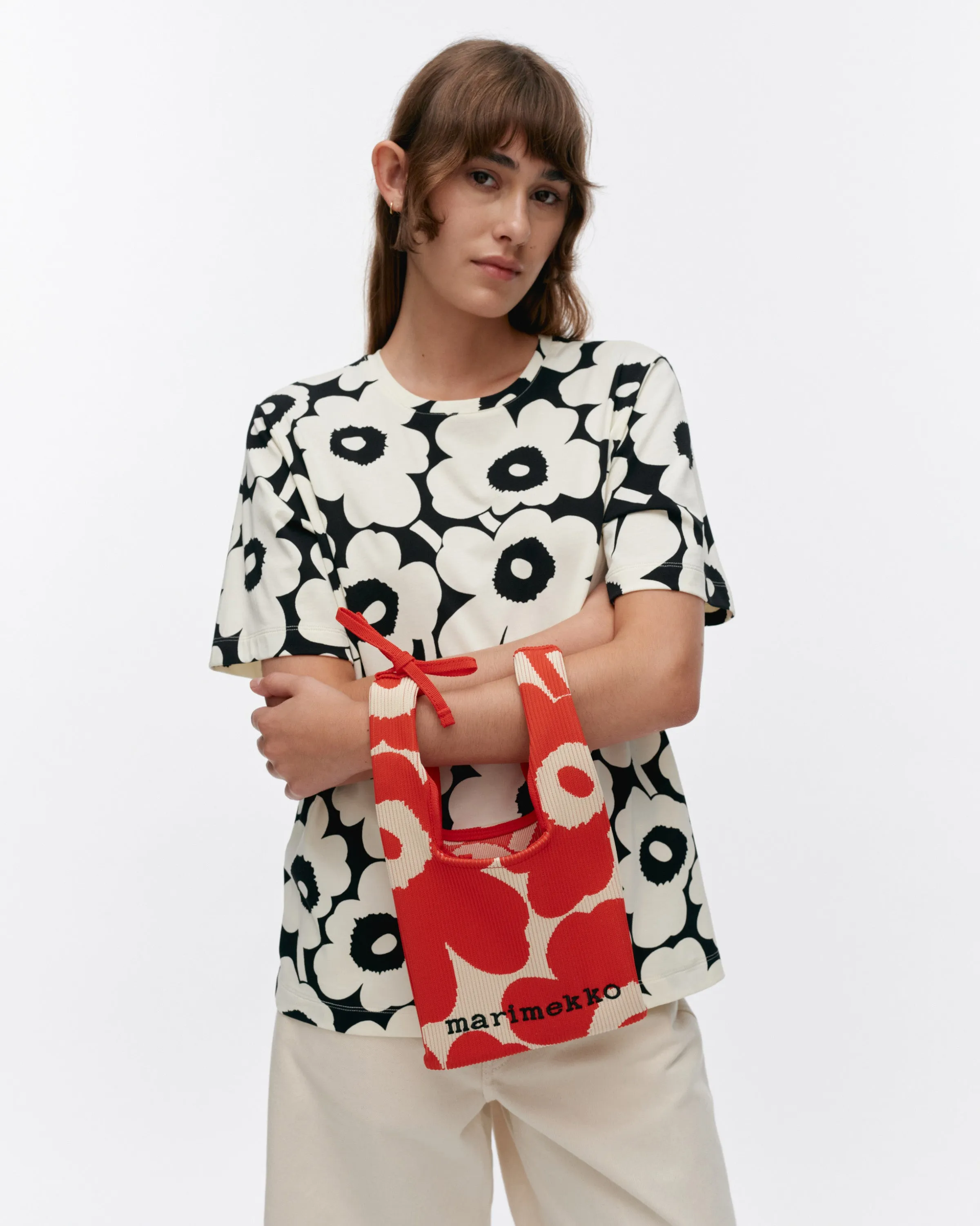 Unikko Knitted Mini Tote Bag 18X18X12cm Clothing_Marimekko