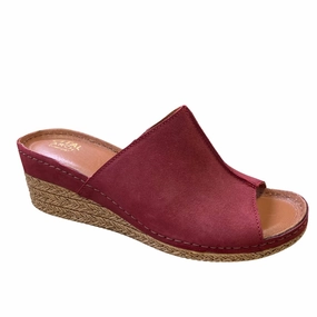V ITALIA 960 RED 15 NUBUCK WEDGE SANDAL - FINAL SALE! V-Italia handcrafted leather shoes from Italy