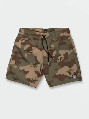 Volcom Center Print Elastic Waist Men's Swim Trunks Camouflage Volcom