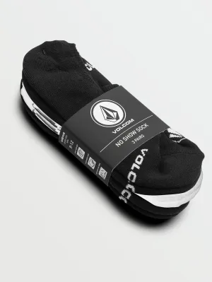 Volcom No Show Stone Men's Socks 3 Pack Black White Volcom